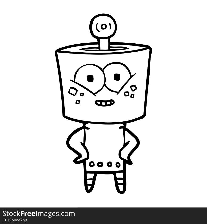 happy cartoon robot. happy cartoon robot