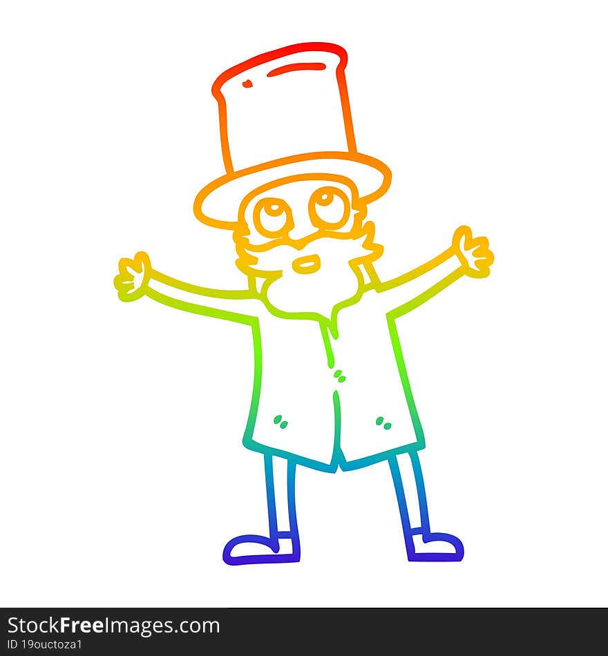 rainbow gradient line drawing cartoon victorian man