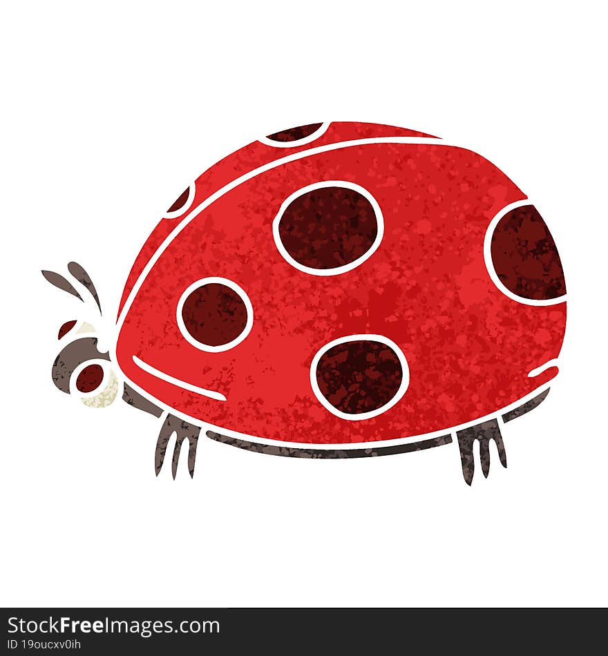 retro illustration style quirky cartoon ladybird. retro illustration style quirky cartoon ladybird