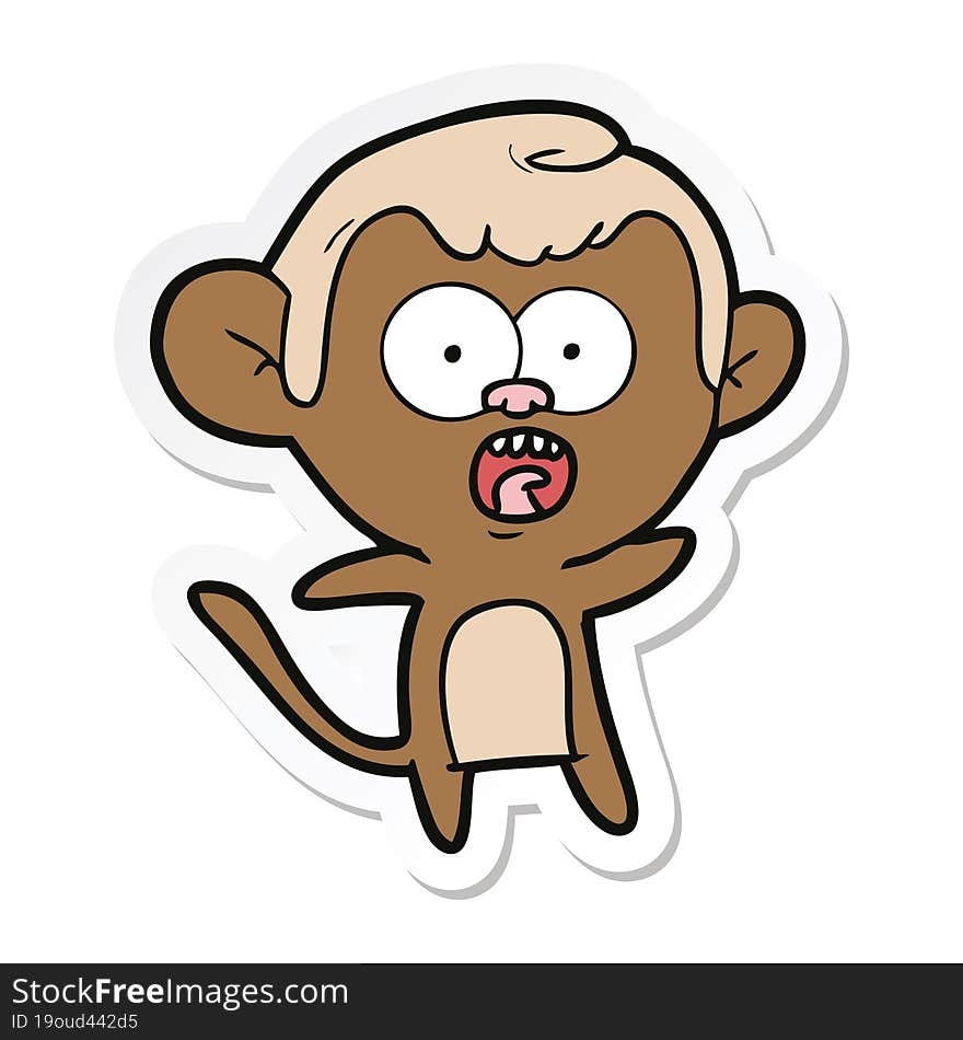 sticker of a cartoon shocked monkey