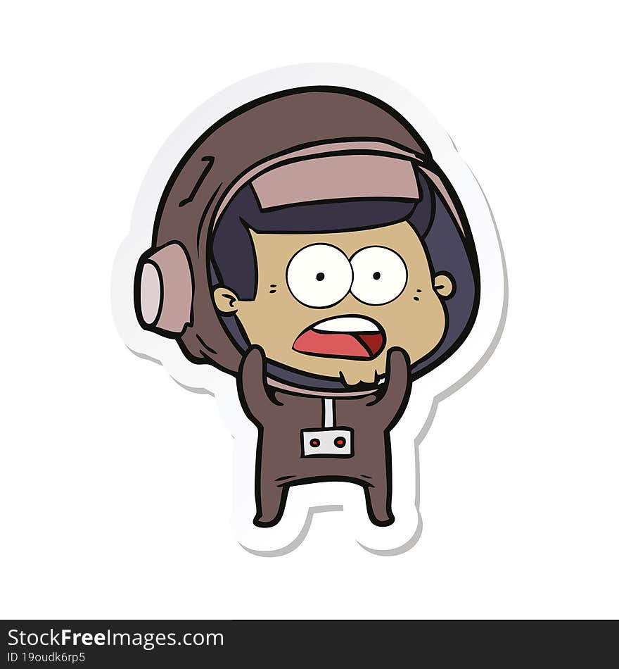 Sticker Of A Cartoon Surprised Astronaut