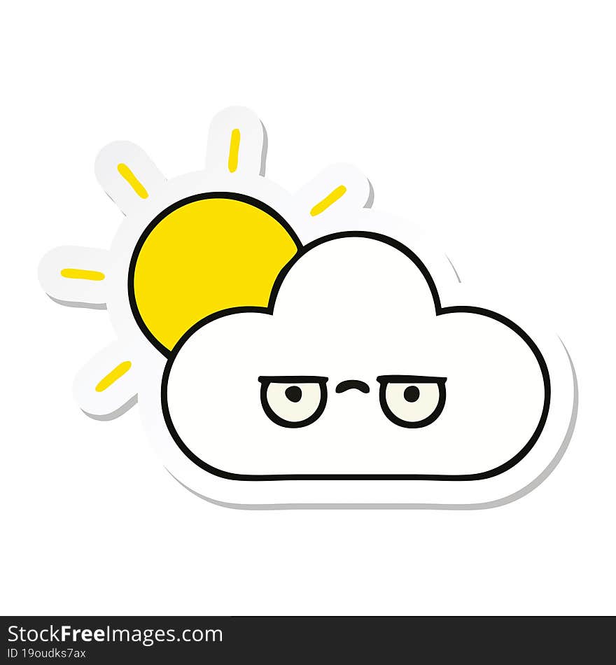 sticker of a cute cartoon sun and cloud