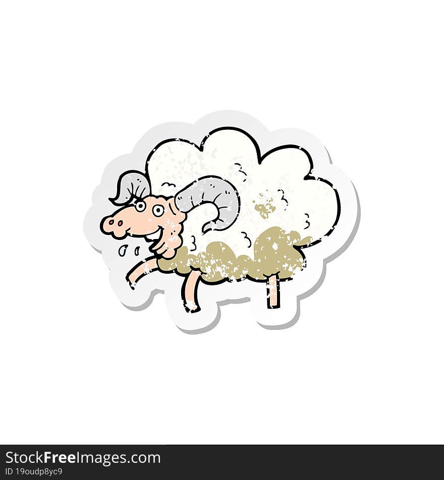 retro distressed sticker of a cartoon sheep