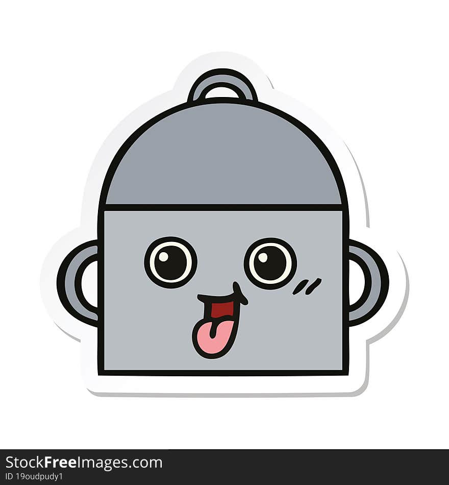 sticker of a cute cartoon cooking pot