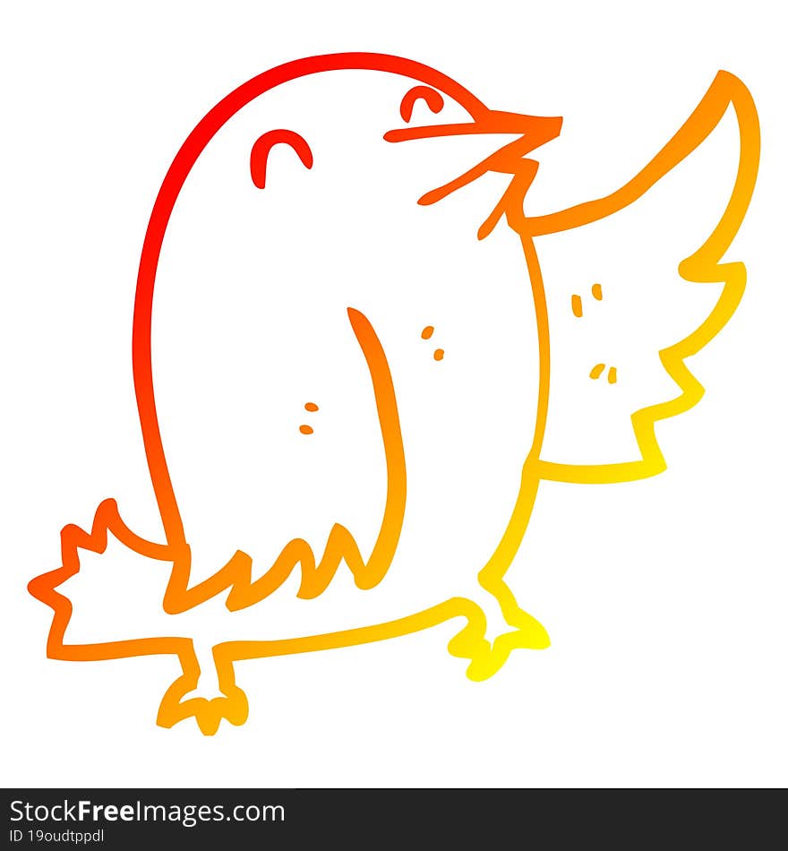 warm gradient line drawing cartoon bird