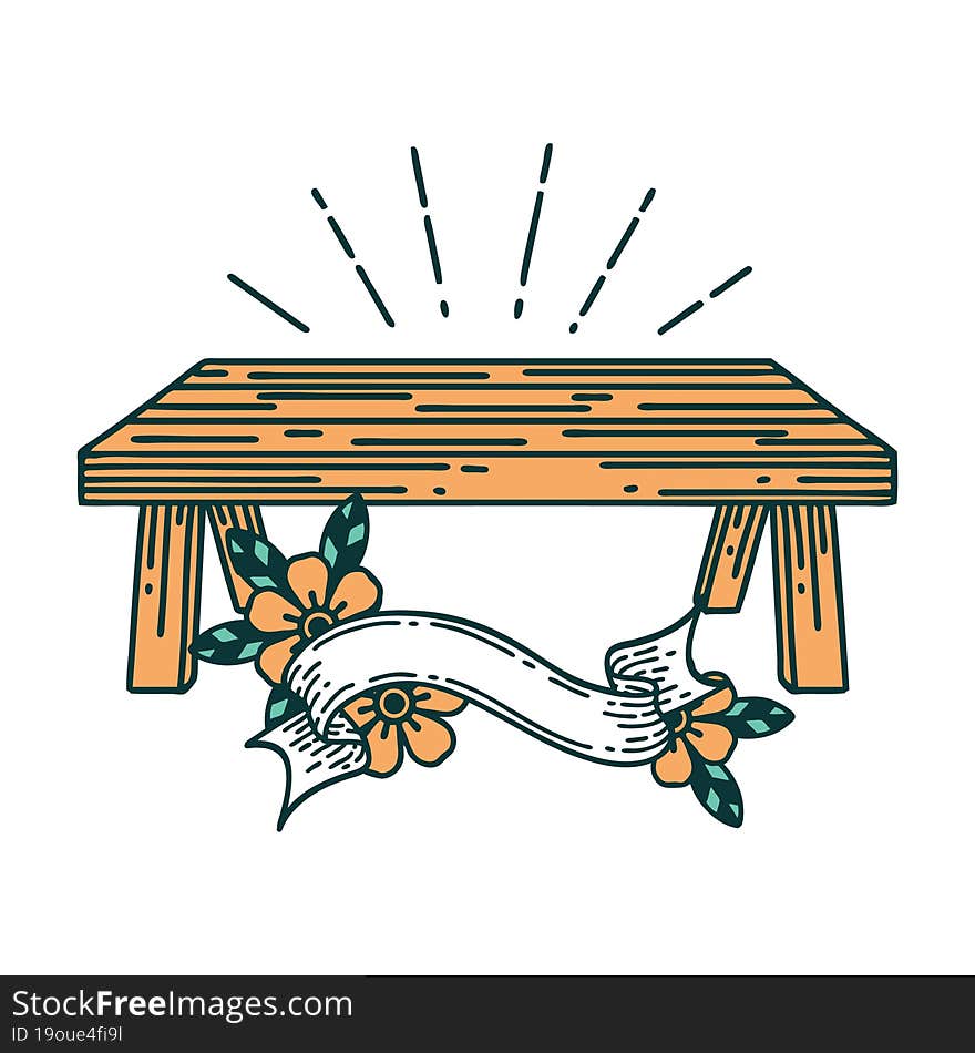 banner with tattoo style wood table