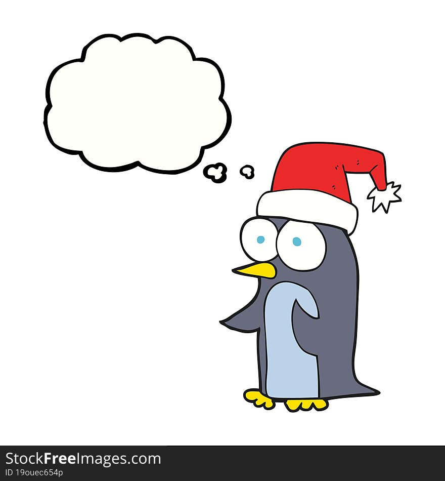 thought bubble cartoon christmas penguin