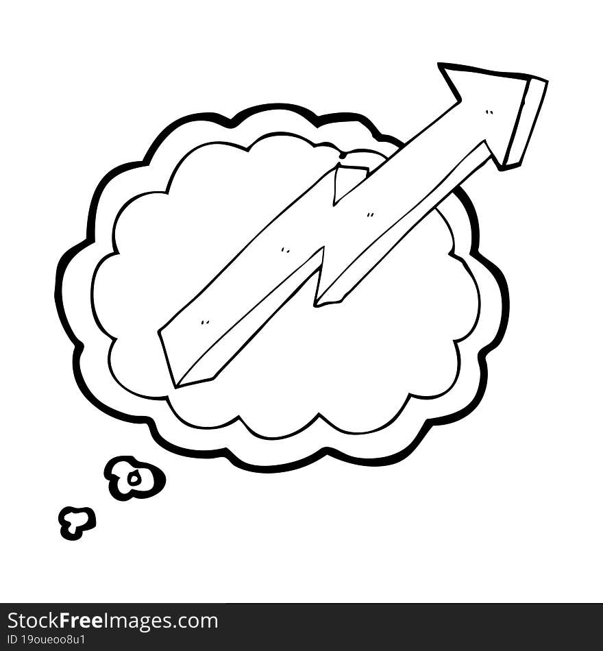 freehand drawn thought bubble cartoon arrow up trend