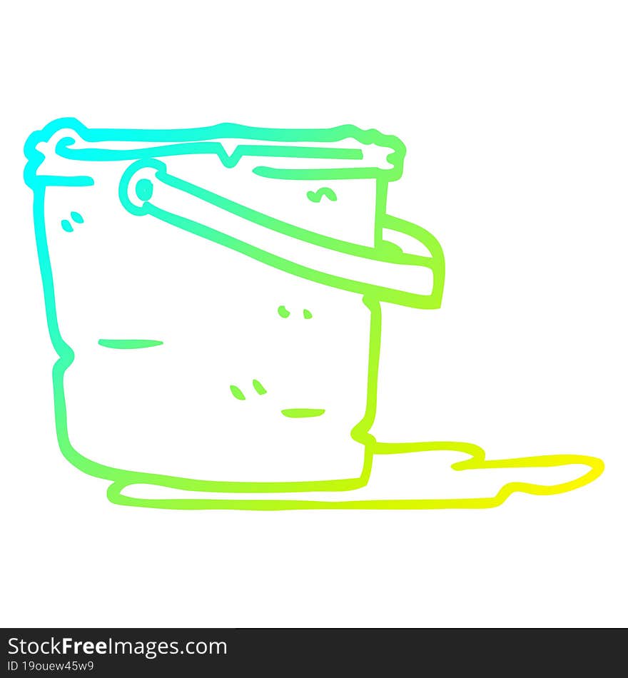 cold gradient line drawing cartoon bucket