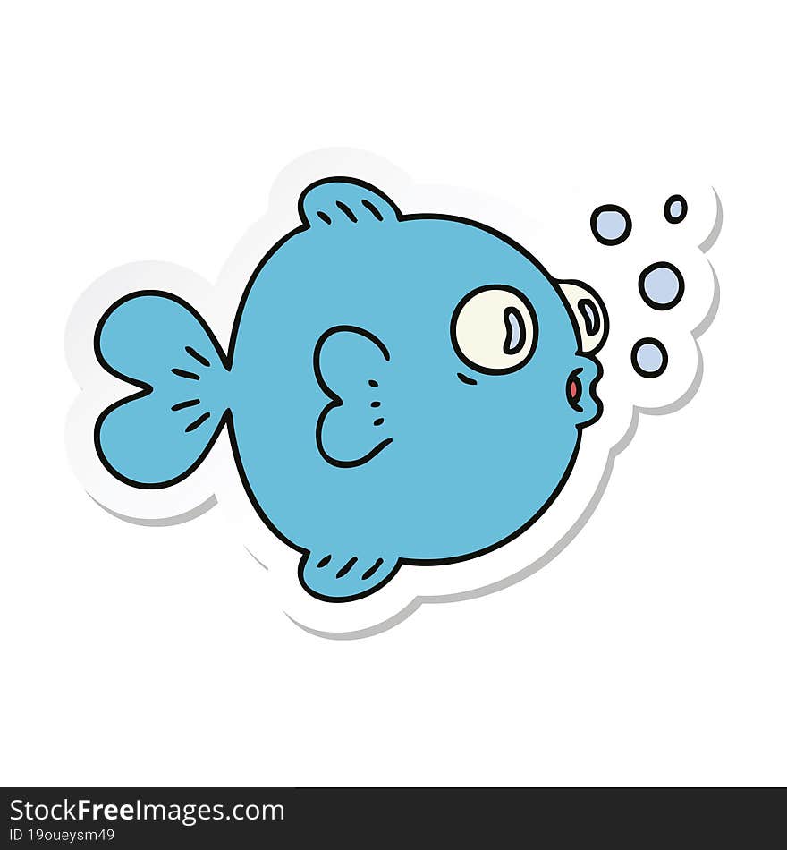 sticker of a quirky hand drawn cartoon fish