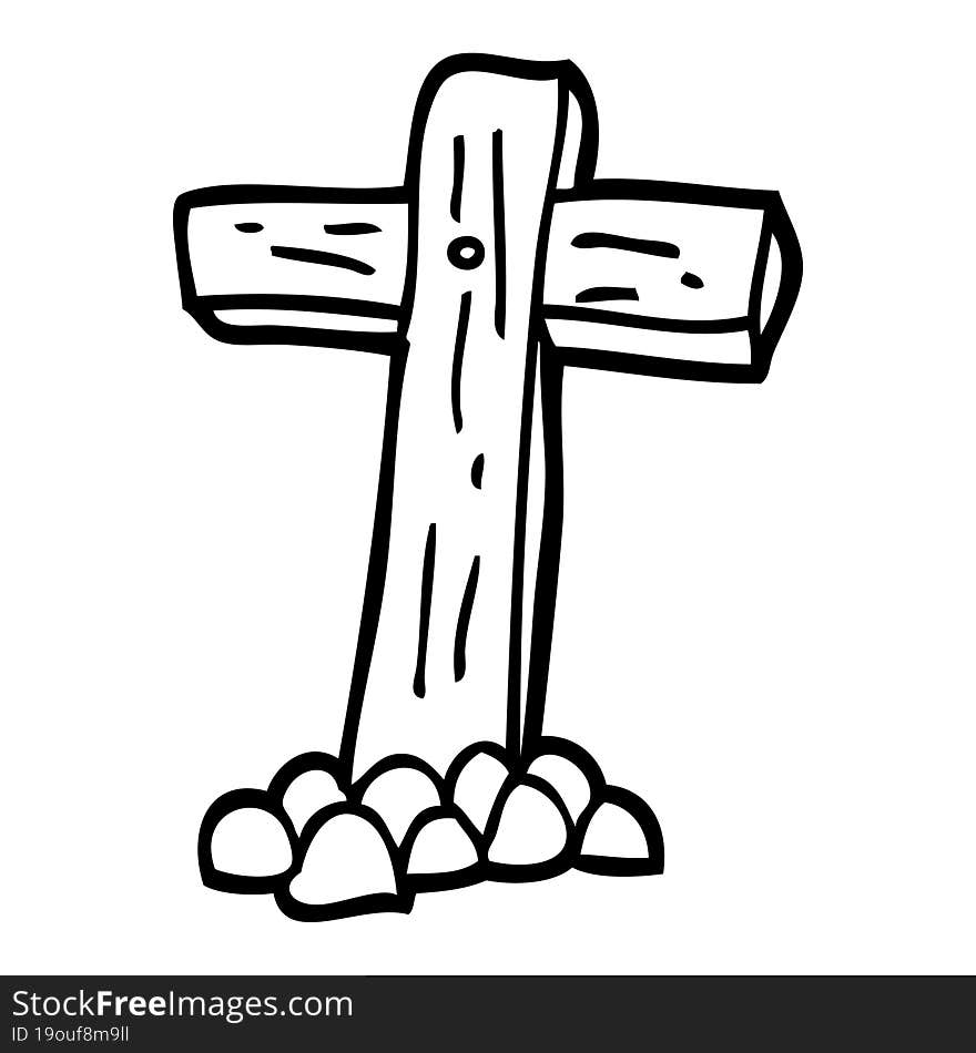 black and white cartoon wooden cross