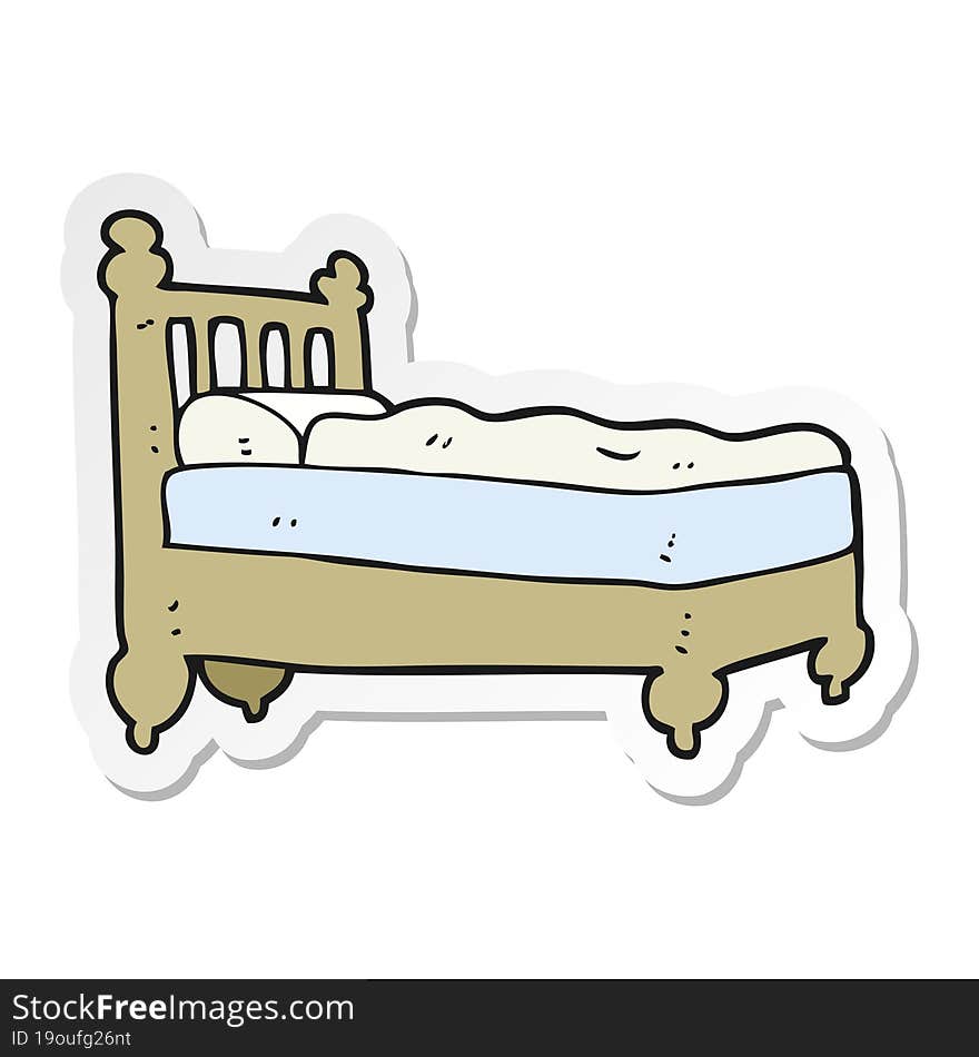 sticker of a cartoon bed