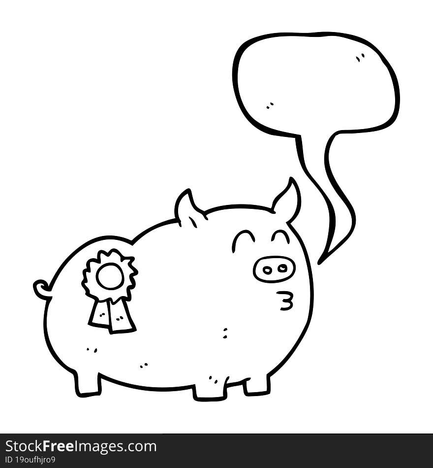 Speech Bubble Cartoon Prize Winning Pig