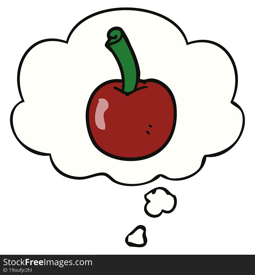 cartoon cherry with thought bubble. cartoon cherry with thought bubble