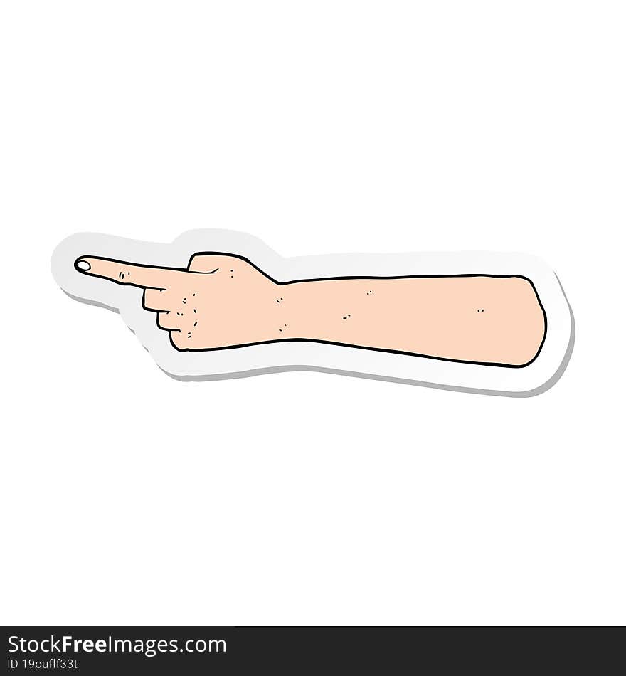 Sticker Of A Pointing Hand Cartoon