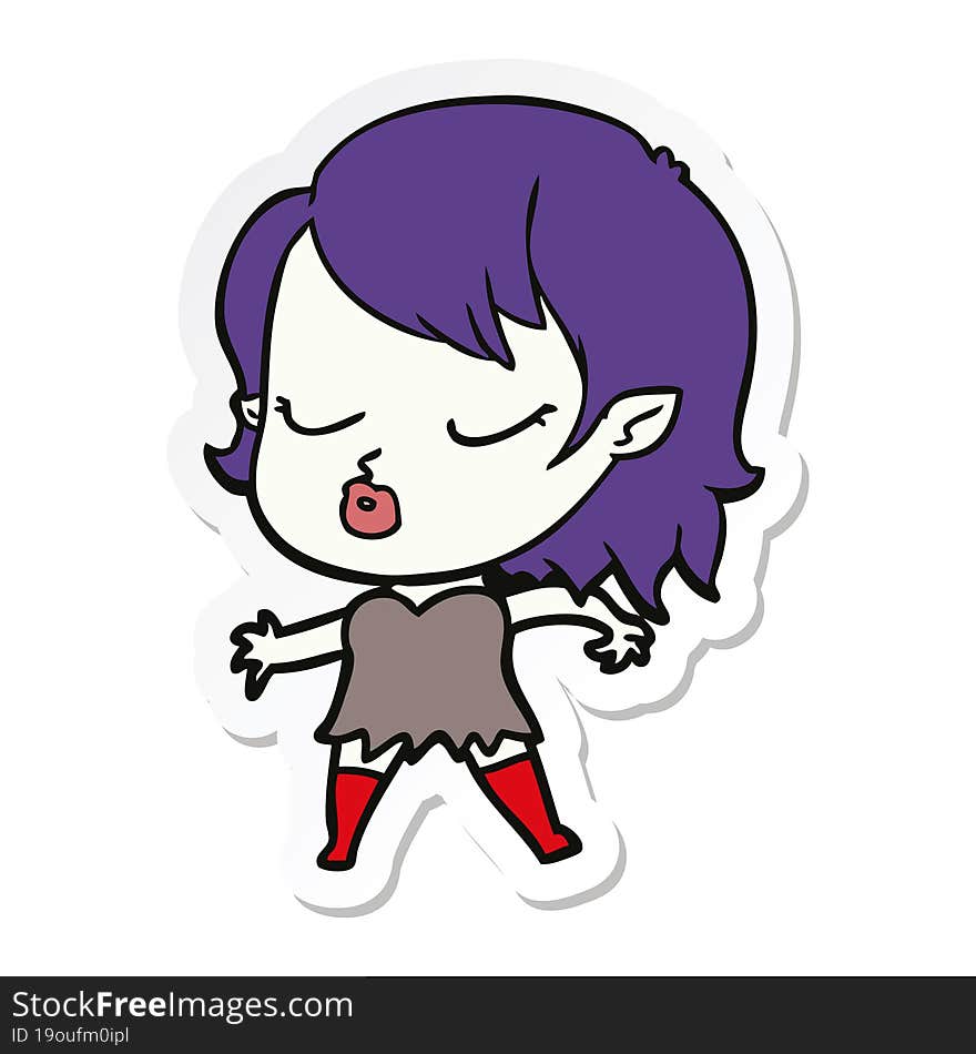 sticker of a cute cartoon vampire girl