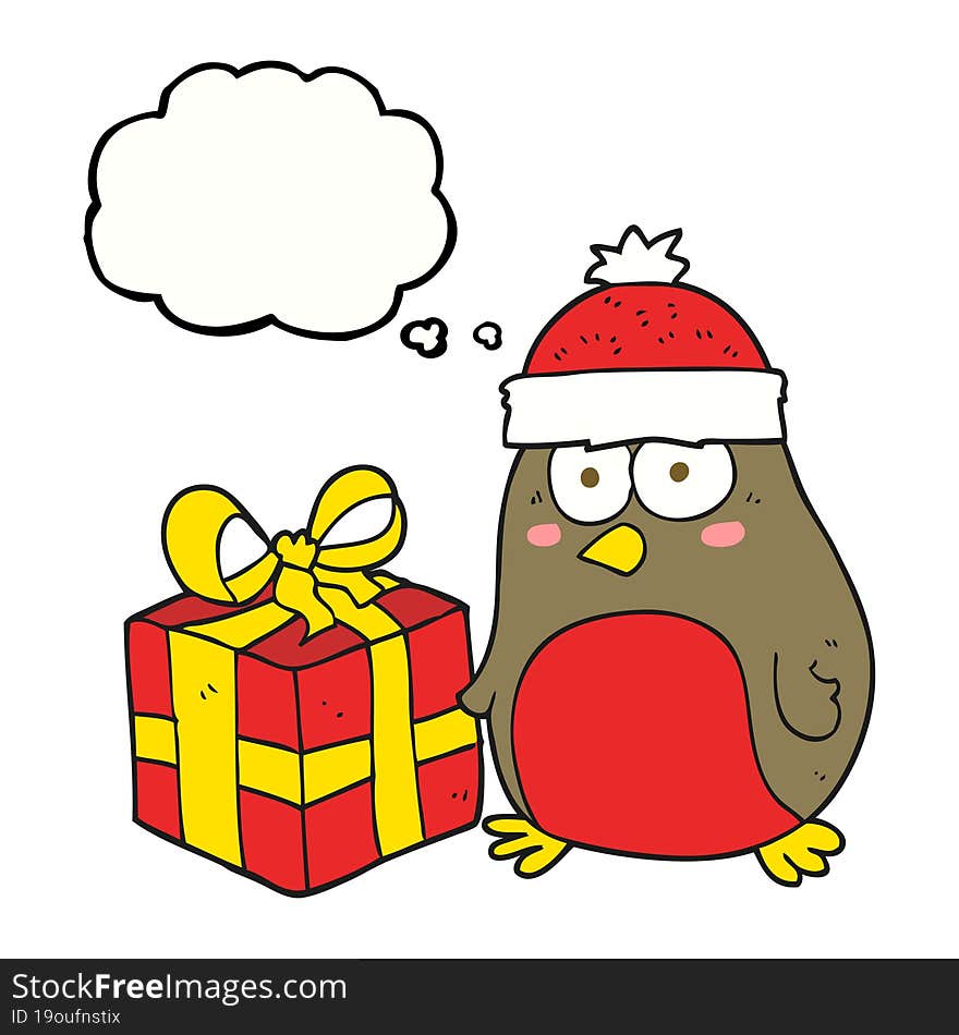 Thought Bubble Cartoon Christmas Robin