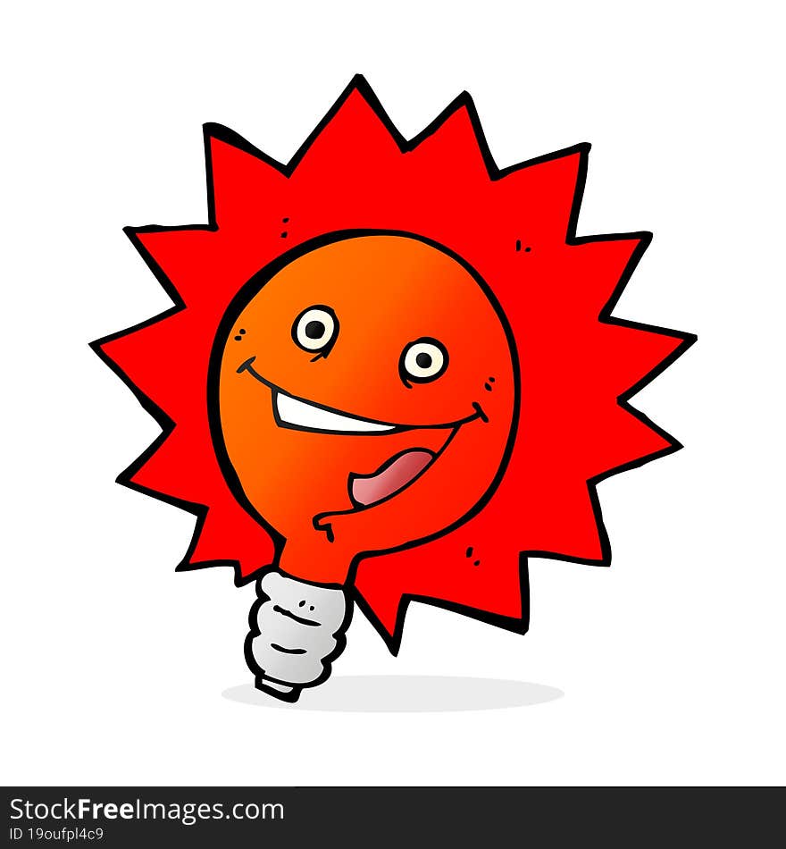 Happy Flashing Red Light Bulb Cartoon