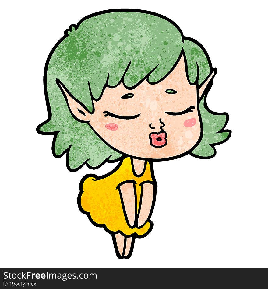 pretty cartoon elf girl. pretty cartoon elf girl