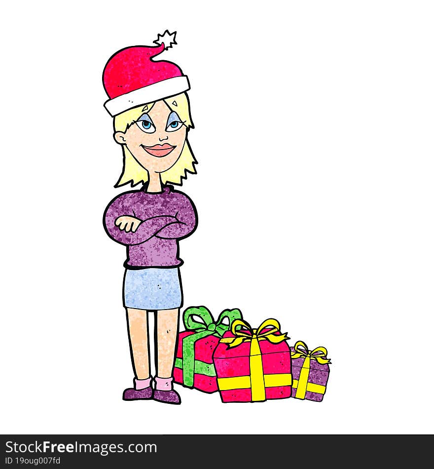 Cartoon Woman Ready For Christmas