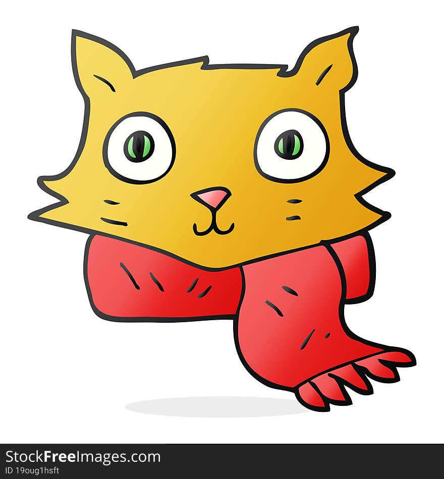 Cartoon Cat Wearing Scarf