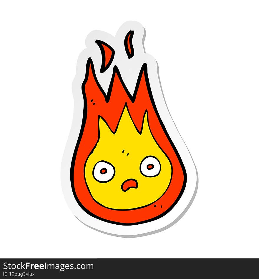 sticker of a cartoon friendly fireball