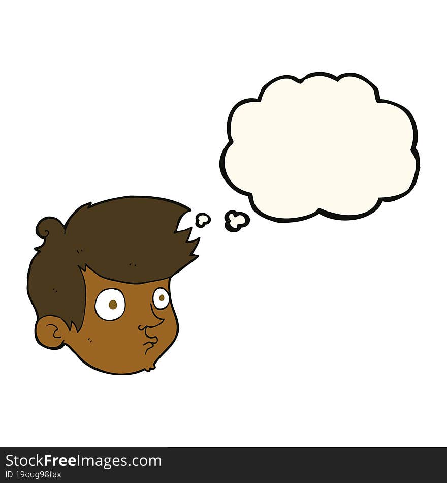 Cartoon Staring Boy With Thought Bubble