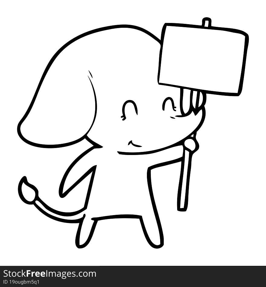 cute cartoon elephant with sign. cute cartoon elephant with sign