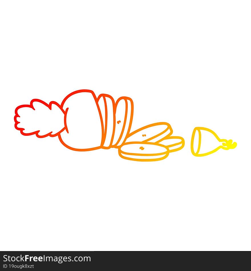 warm gradient line drawing cartoon carrot chopped