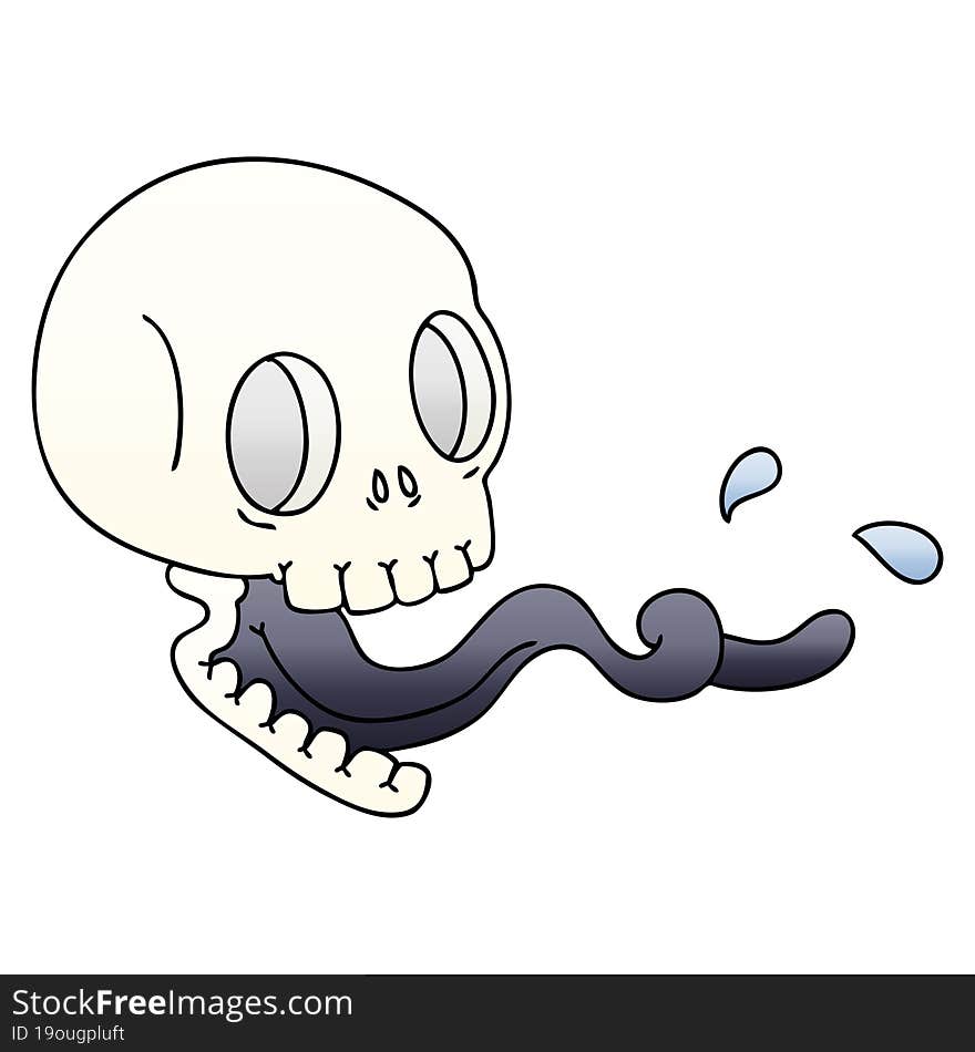 quirky gradient shaded cartoon skull