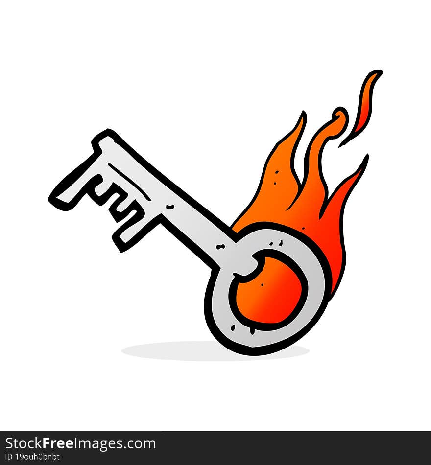 cartoon flaming key