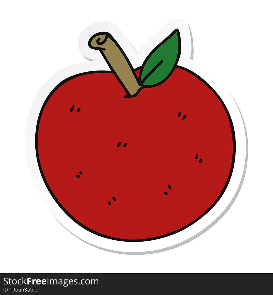 sticker of a quirky hand drawn cartoon apple