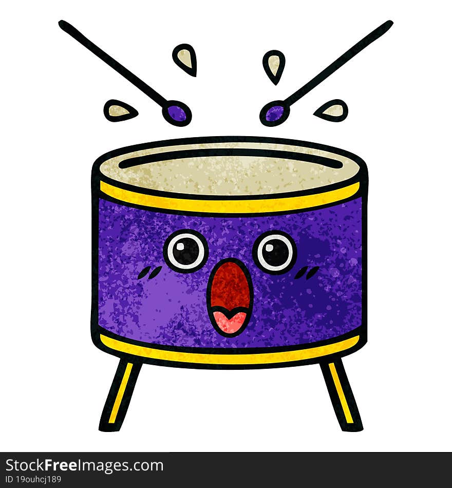 retro grunge texture cartoon drum