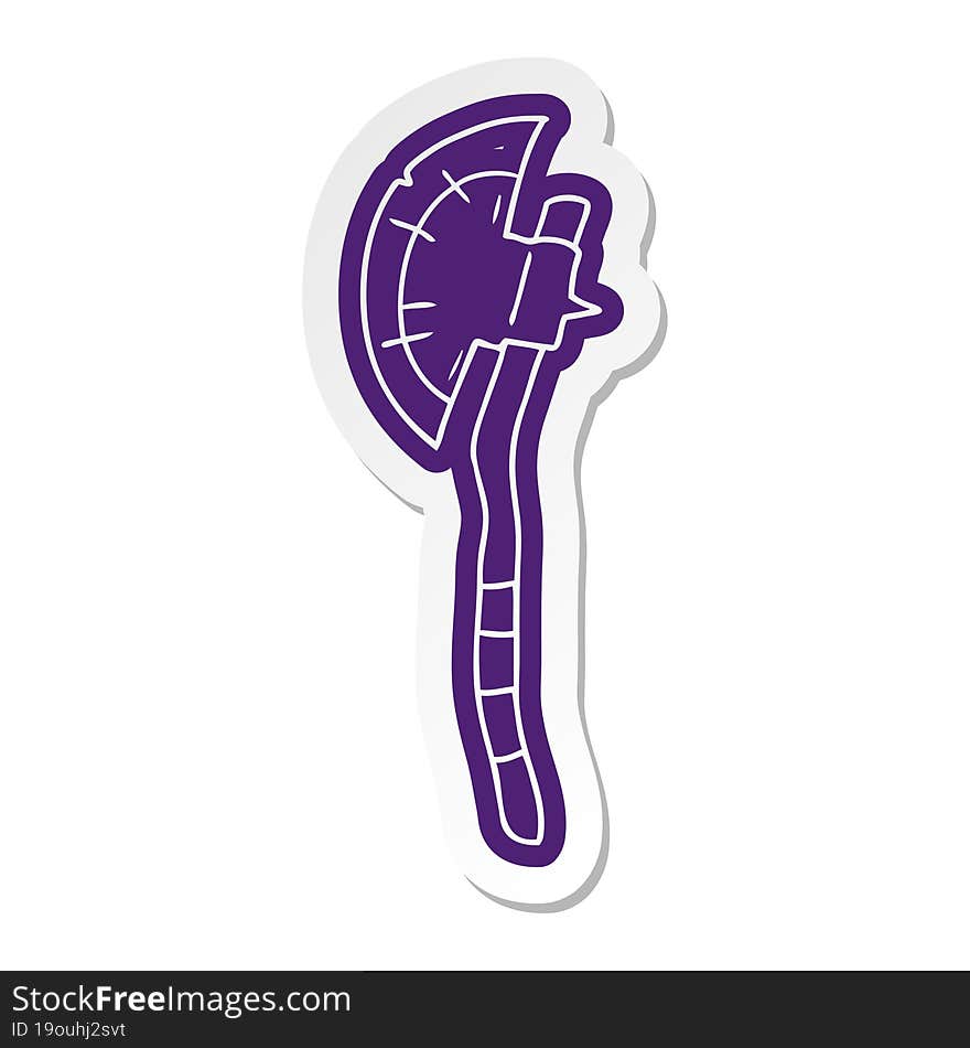 cartoon sticker of a medievil axe