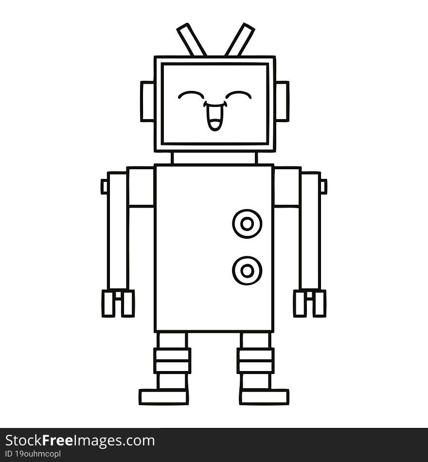 Line Drawing Cartoon Robot