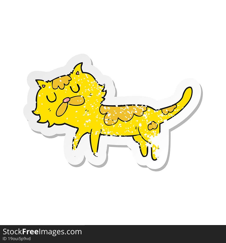 retro distressed sticker of a cartoon cat