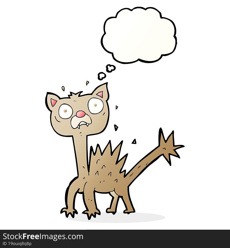 Cartoon Scared Cat With Thought Bubble