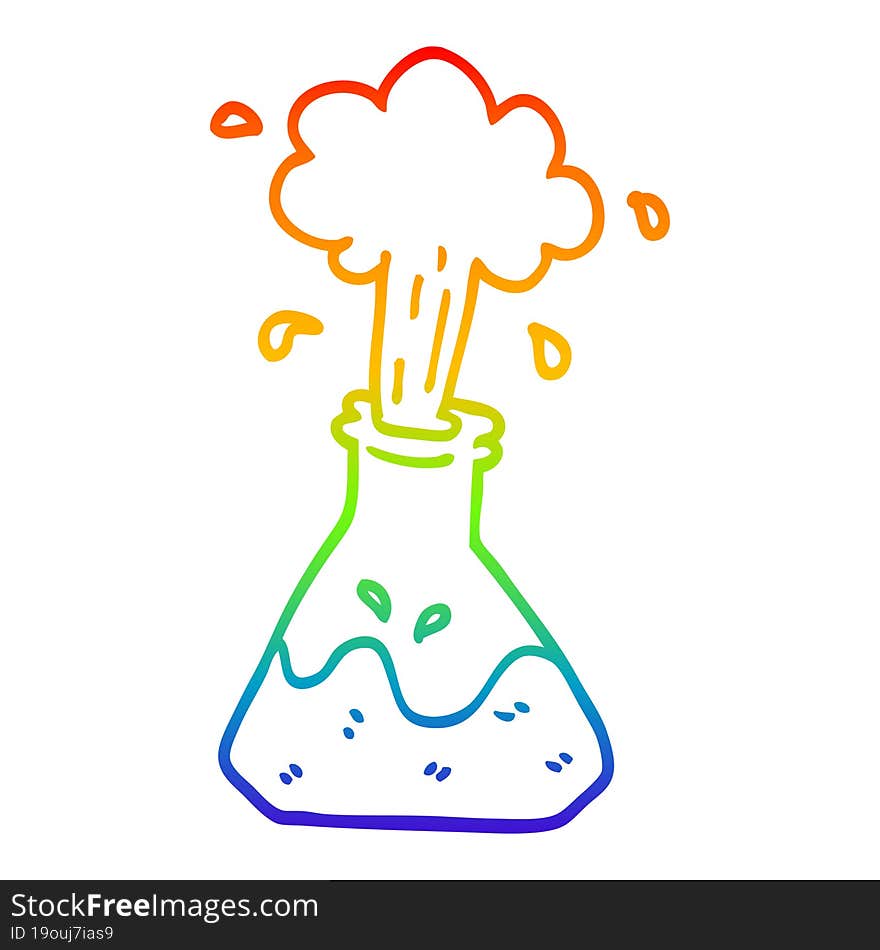 rainbow gradient line drawing cartoon science experiment