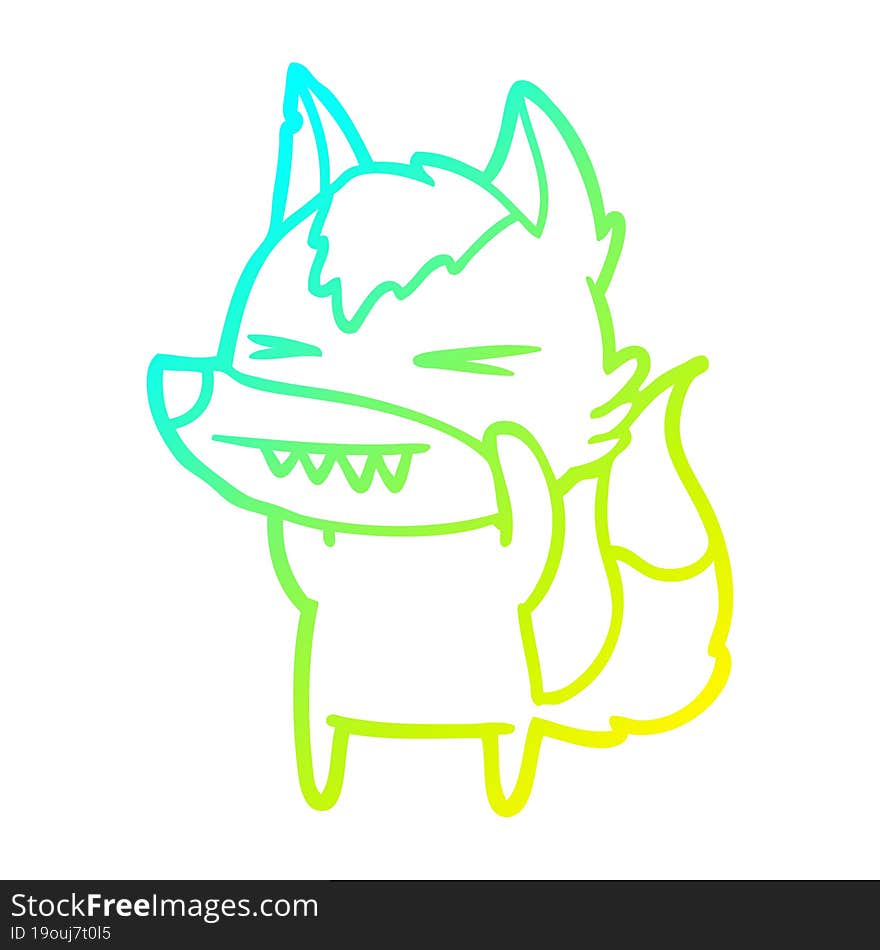 Cold Gradient Line Drawing Angry Wolf Cartoon