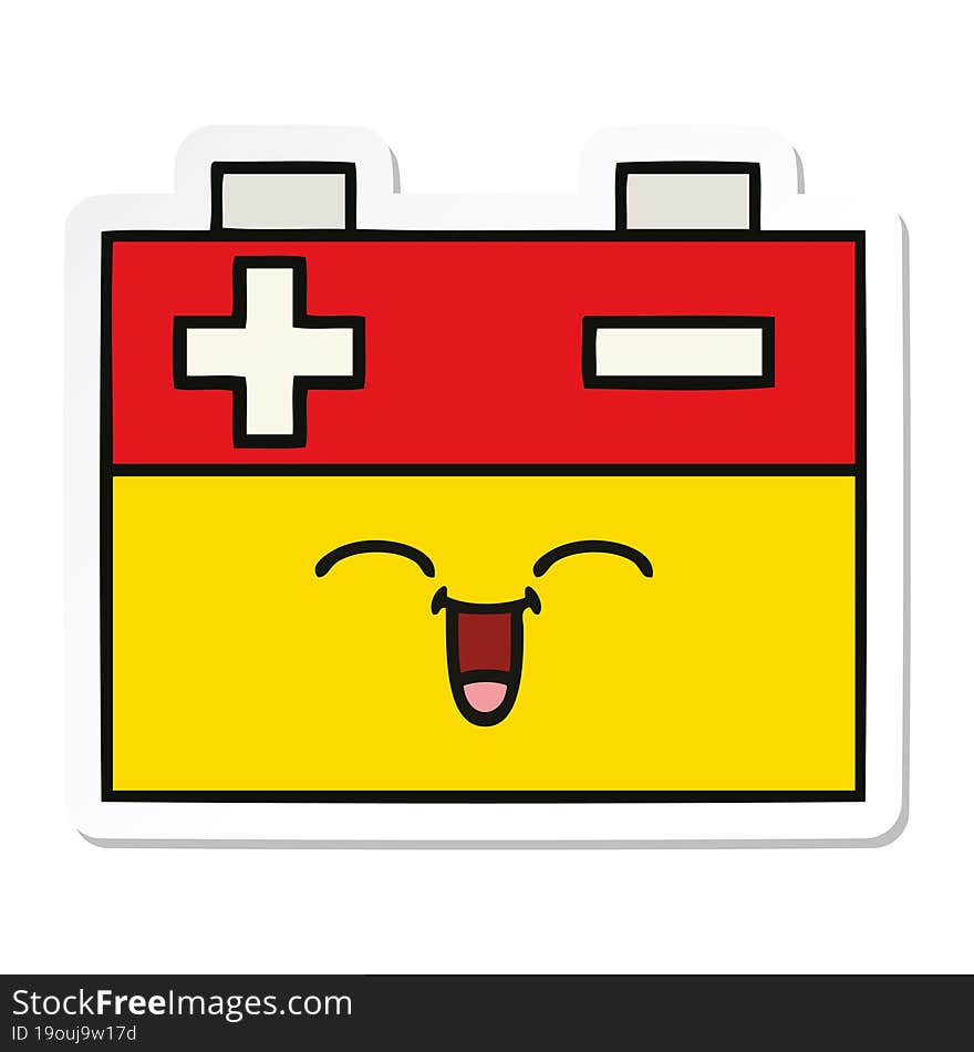 sticker of a cute cartoon car battery