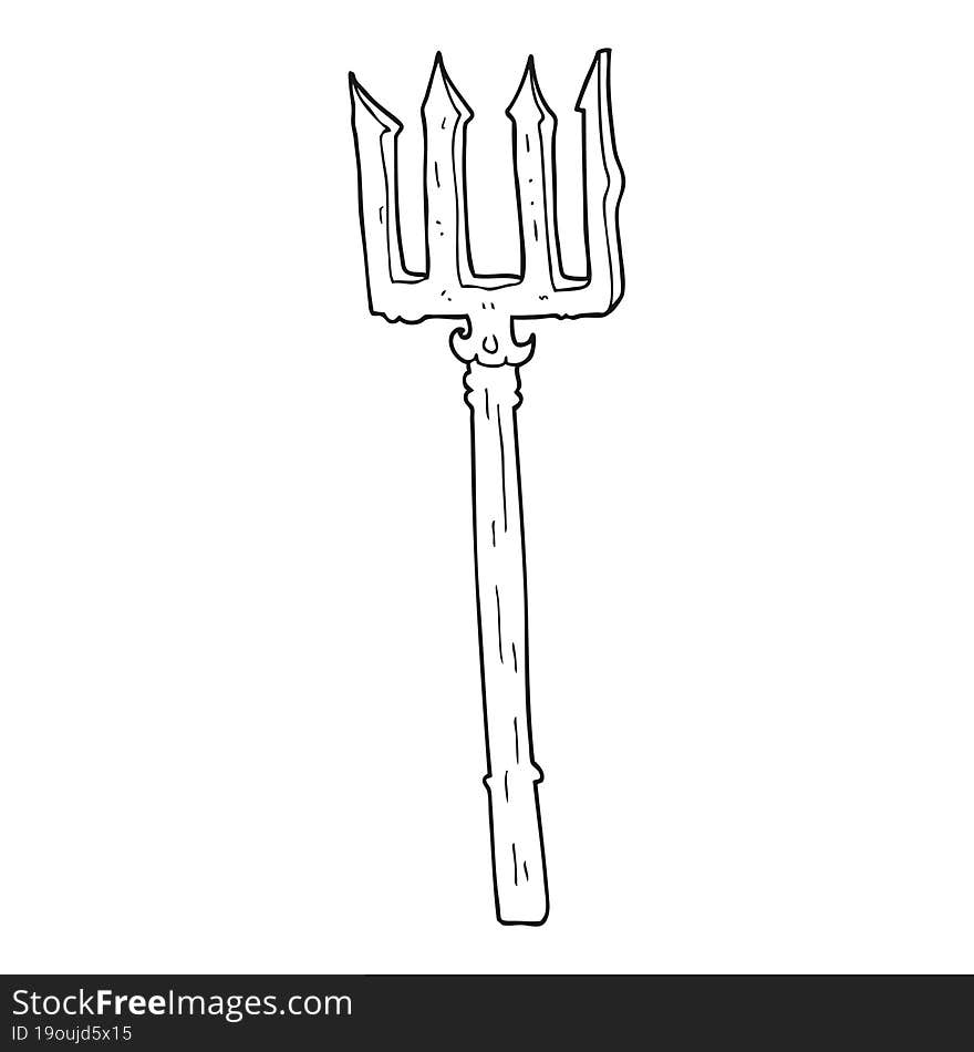 black and white cartoon devil fork