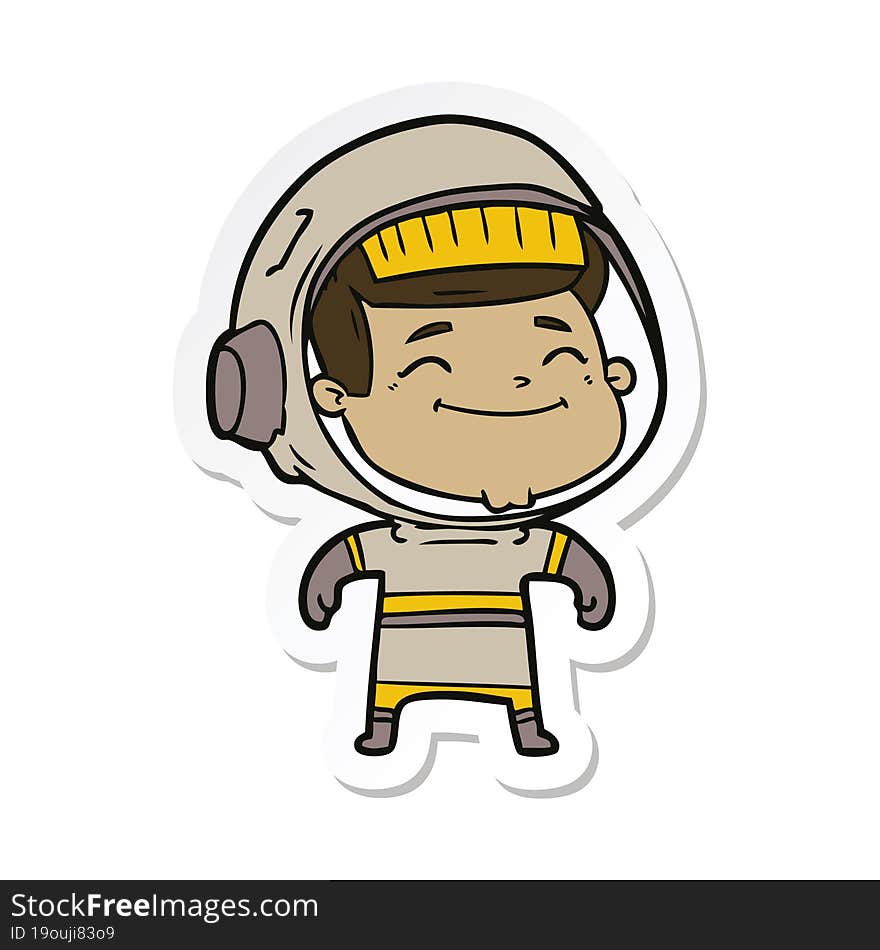 Sticker Of A Happy Cartoon Astronaut