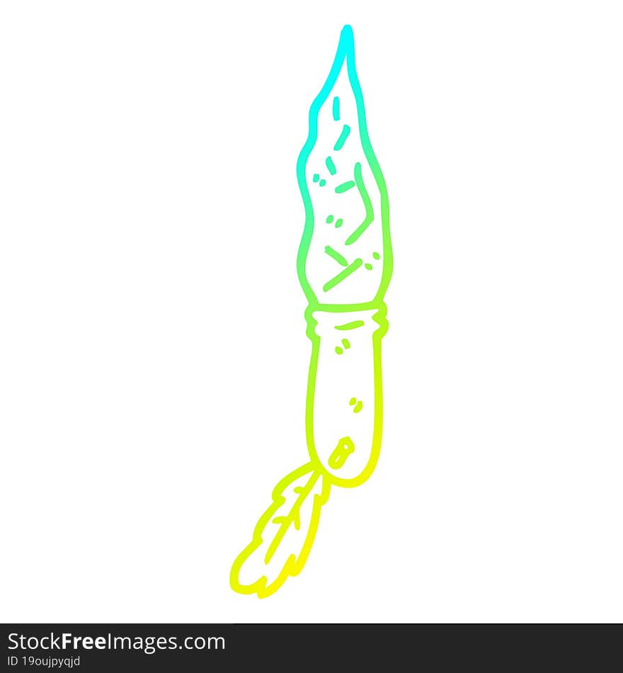 cold gradient line drawing of a cartoon primitive stone dagger