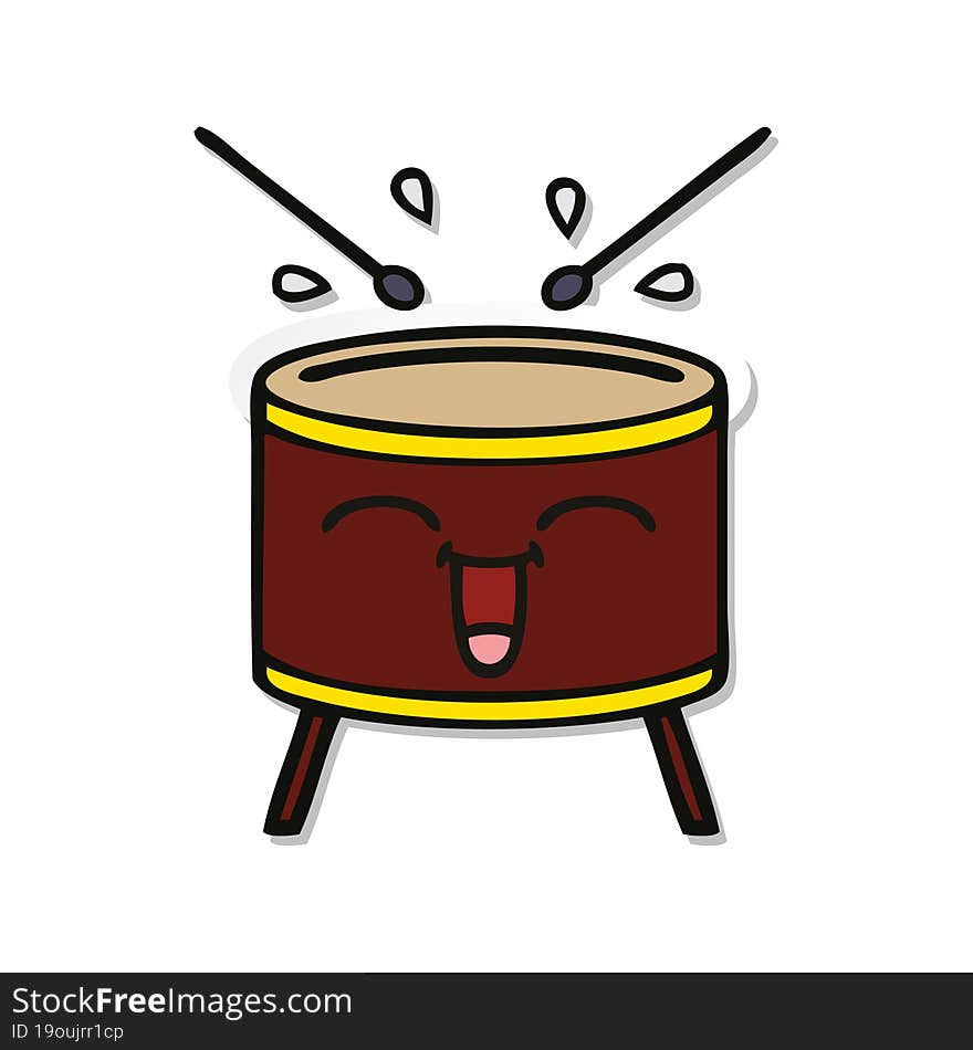 sticker of a cute cartoon drum