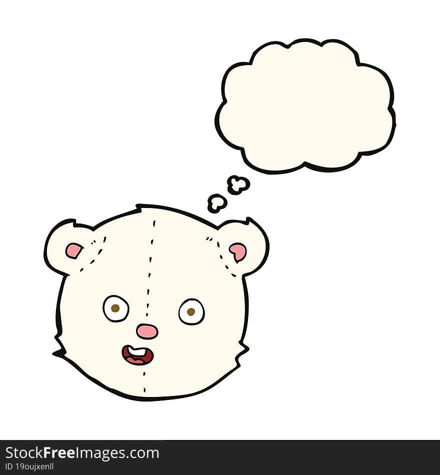 cartoon polar teddy bear head with thought bubble