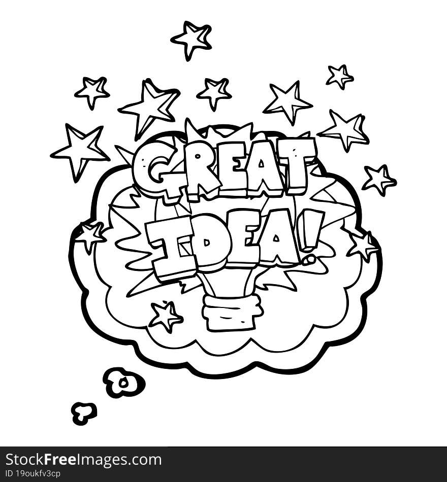 freehand drawn thought bubble cartoon great idea light bulb symbol