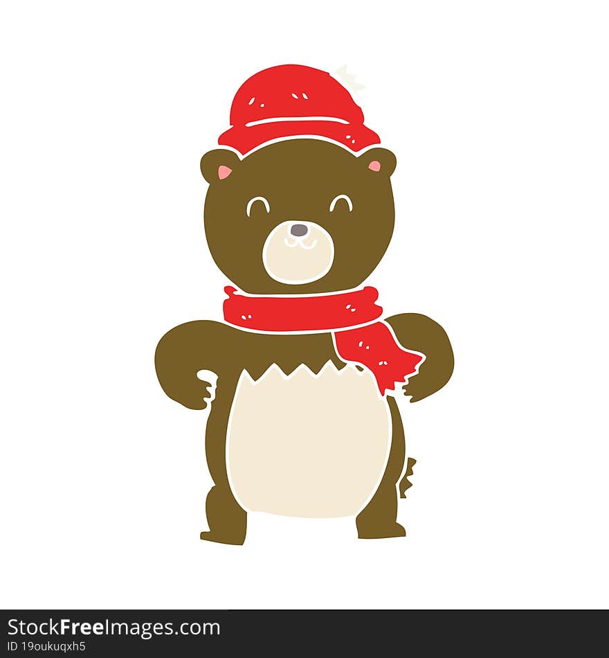 cute flat color style cartoon bear