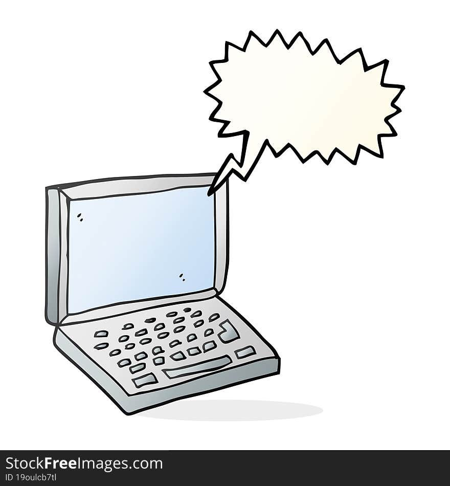 Speech Bubble Cartoon Laptop Computer