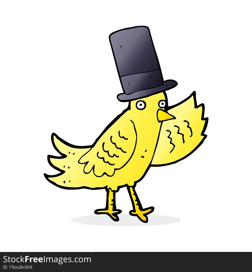 Cartoon Bird In Top Hat