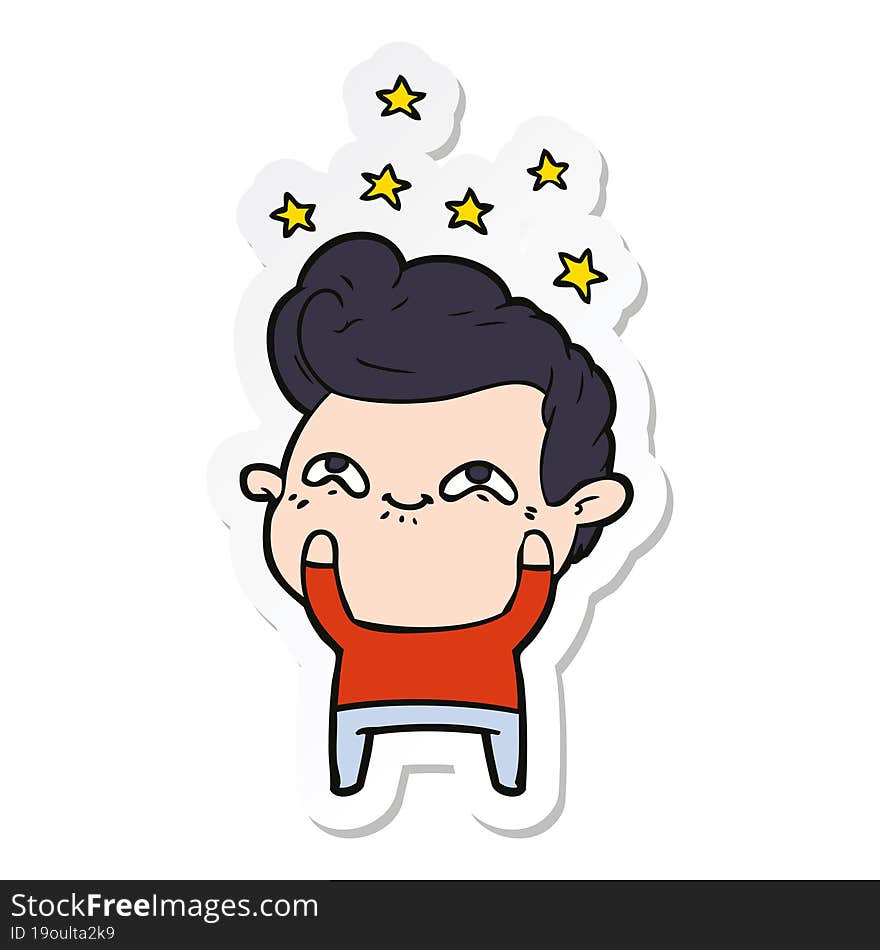 sticker of a cartoon excited man